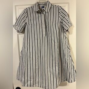 Old Navy Black and White Stripe Mini Swing Shirt Dress